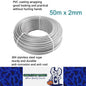 50m x 2mm 304 Stainless Steel Cable Rope PVC Coated Heavy Duty Wire Cable Rope
