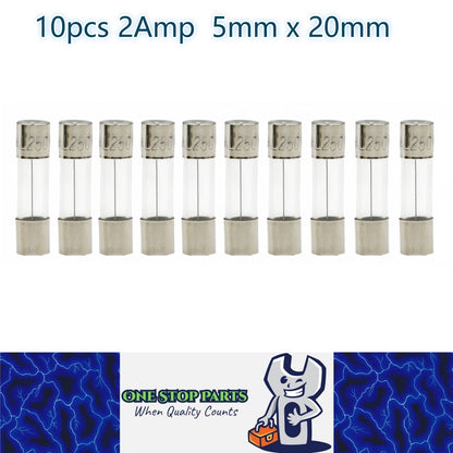10 x 2Amp Glass Fuses 5mm x 20mm Long 2A Glass Fuse suits Vintage Cars and Bikes