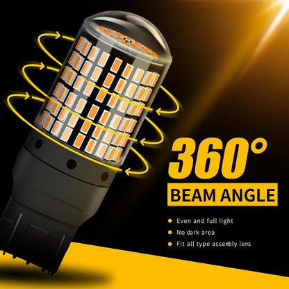 2 x T20 7440 12V 2100LM Cool White LED 144SMD 360 degree super Bright (2pcs)