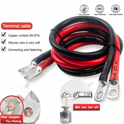 Pair 80cm 10AWG Car Battery Cable Black Red Silicone Cable with M8 Eye Terminals