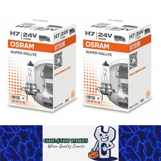 2 x Osram 24V H7 100W Halogen Clear Globes 3200K Truck Original Headlight (2pcs)