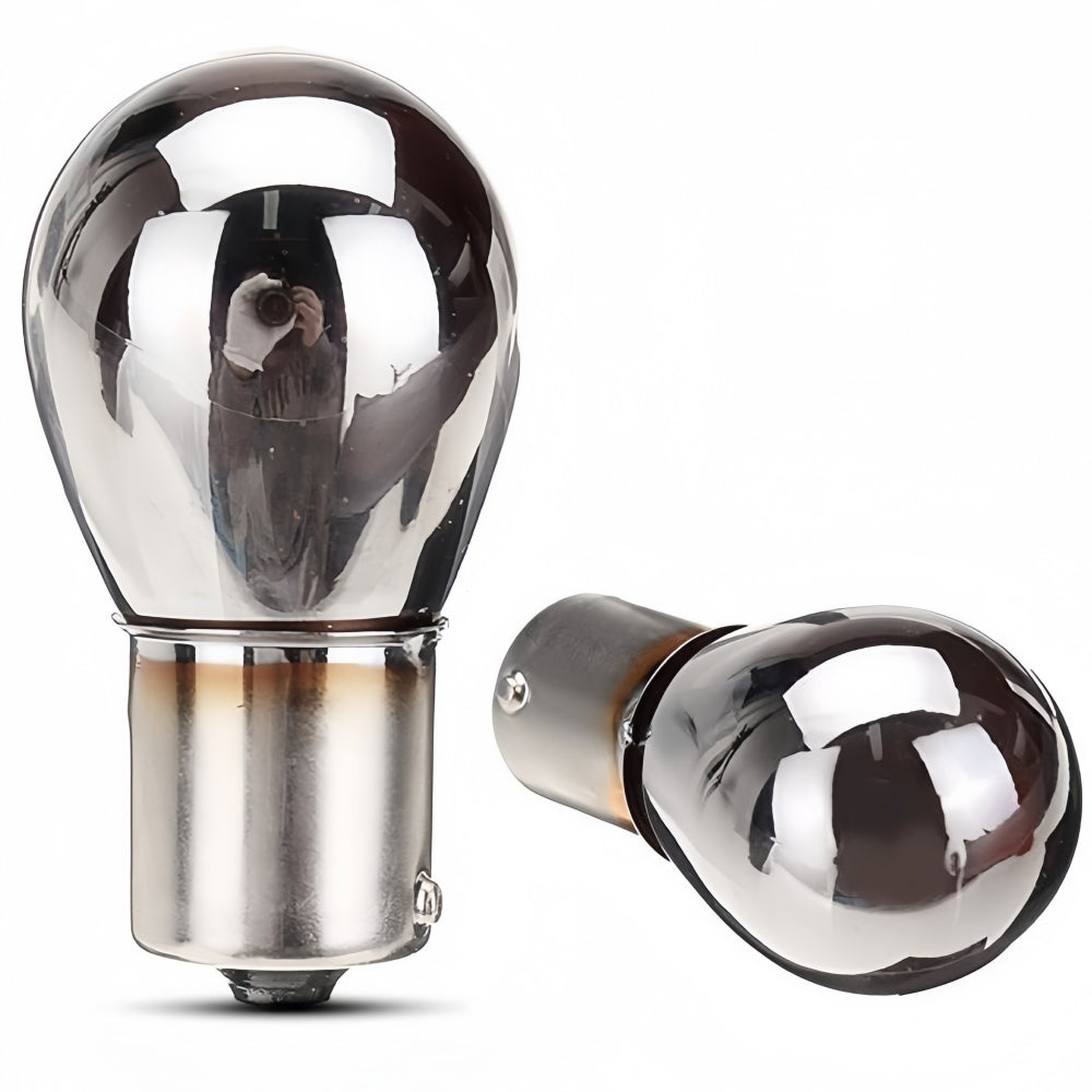 2pcs Amber BA15S 12V 21W 1156 P21W Chrome Coated Filament Incandescent Globes