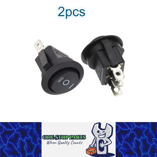 2 x Round Rocker Switch Car Boat Dashboard 3 Pin ON-OFF-ON Power Switch Black