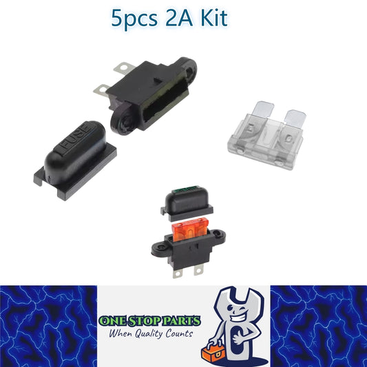 5 x 2A weatherproof standard inline fuse holder with mount tabs 5pcs 2Amp