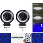 2 x 74mm Round LED Driving Light with High/Low Beam Halo Blue DRL 20W Work Light