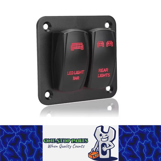 2 Gang Rocker Switch Panel Red LED Light Bar Switch and Rear Light Switch