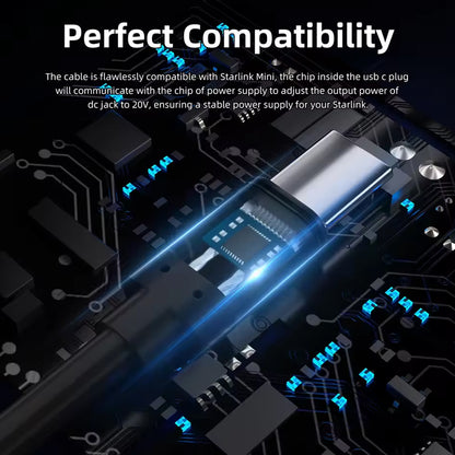 2M Starlink Cable Mini USB C to DC Power Cable Type C to DC Cable 65W+ PD Source