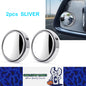 2 x Car 360° Adjustable Blind Spot Mirror Car Auxiliary Rearview Mirror Sliver