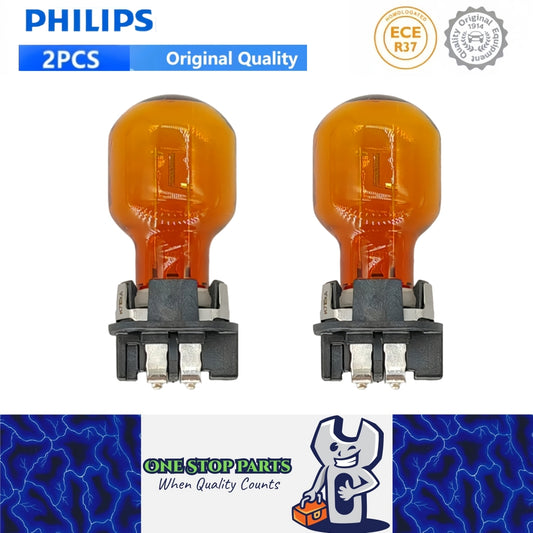 2 x PHILIPS PWY24W 12V 24W Amber Halogen Globes Indicator Lamps NO Retail Box