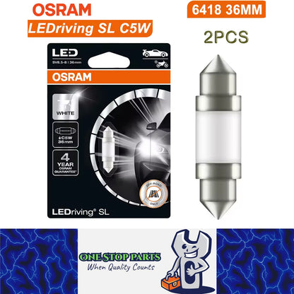 2 x OSRAM C5W LED Festoon 36mm 12V 6000K White LEDriving SL Osram 36mm Festoon