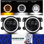 2pcs 101mm Round Led Fog Lights Driving Light with Halo DRL and Turn Signal Lamp