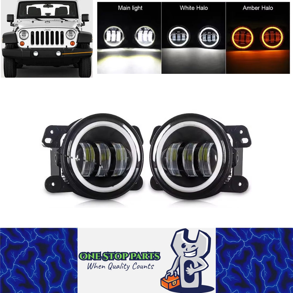 2pcs 101mm Round Led Fog Lights White Amber Headlight for Ford Focus MK2 MK3 MK7