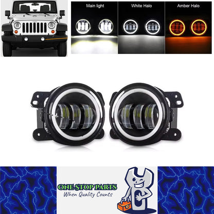 2pcs 101mm Round Led Fog Lights White Amber Headlight for Ford Focus MK2 MK3 MK7