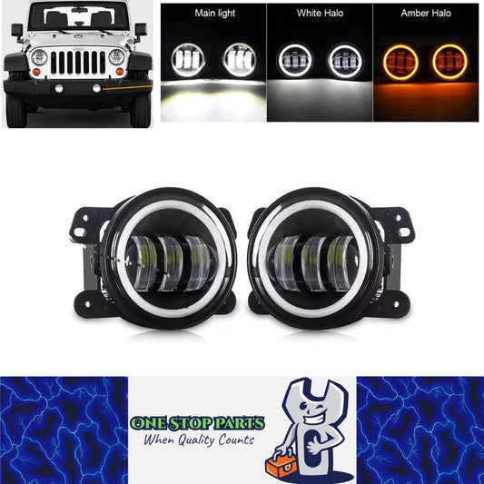 2pcs 101mm Round Led Fog Lights White Amber Headlight for Ford Focus MK2 MK3 MK7