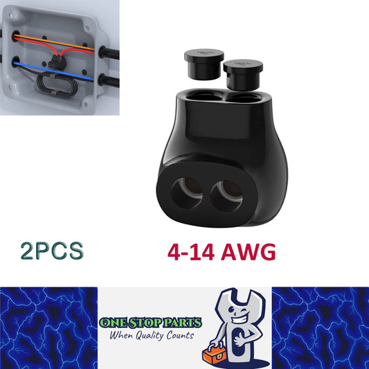2pcs 2 Port Insulated Multi Tap Connector 4-14 AWG Aluminum to Copper Wire