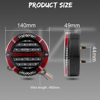 4pcs 4 in 1 LED Tail Light Round 140mm Stop/Tail/Indicator/DRL for Trailer Truck