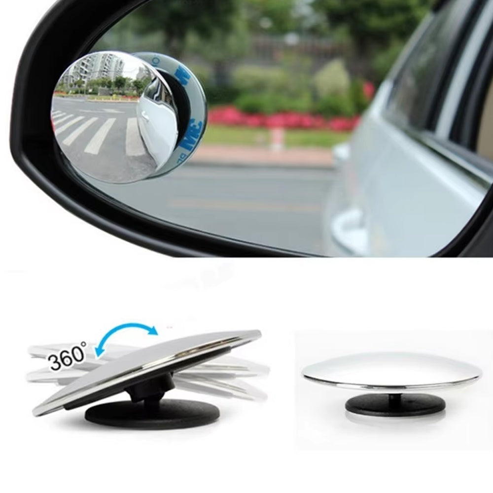 2 x 360° Adjustable Blind Spot Mirror Car Auxiliary Rearview Mirror Frameless