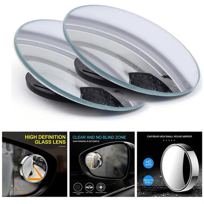 2 x 360° Adjustable Blind Spot Mirror Car Auxiliary Rearview Mirror Frameless