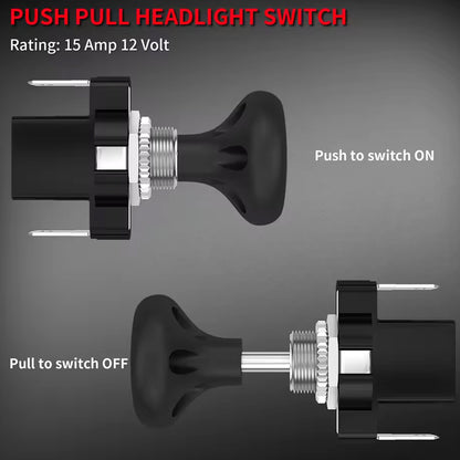 2 x Golf Cart Push Pull Light Switch 12 Volt Universal Headlight Switch Button