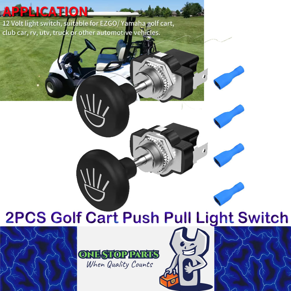 2 x Golf Cart Push Pull Light Switch 12 Volt Universal Headlight Switch Button