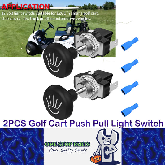 2 x Golf Cart Push Pull Light Switch 12 Volt Universal Headlight Switch Button