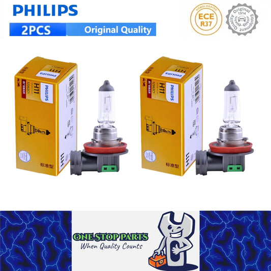 2 x PHILIPS H11 12V 55W Super Bright Halogen Globes 3200k Original Headlights
