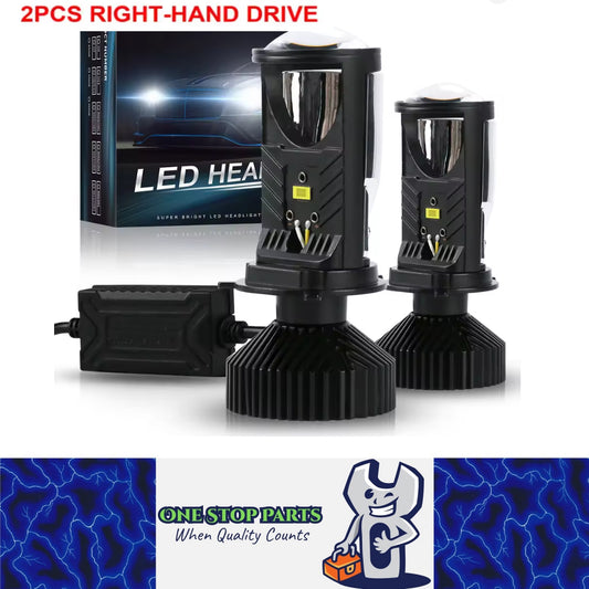 2pcs H4 LED Projector Headlight Globes 12V 45W 6000K Bi LED Lens Projector Bulbs