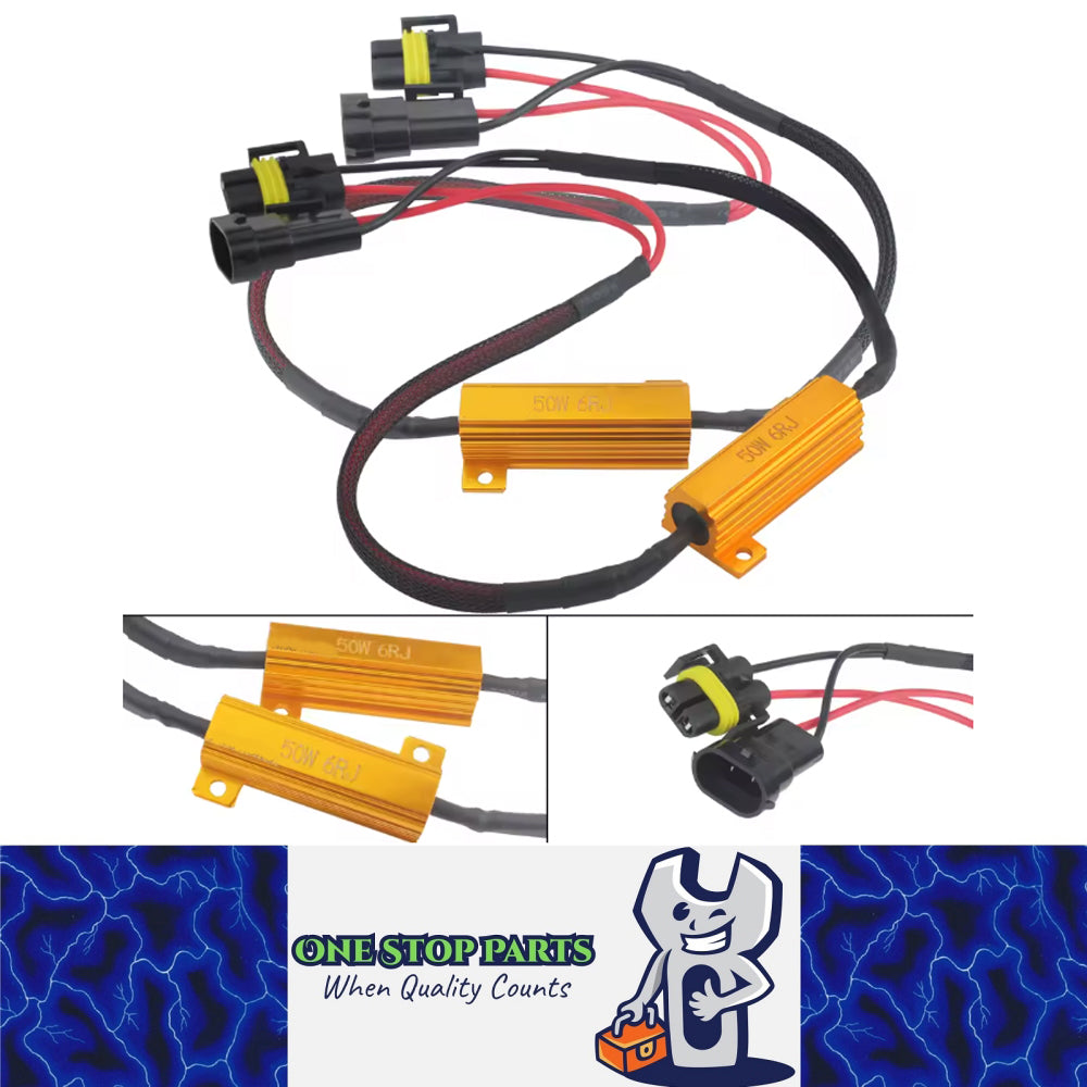 2pcs H8 H11 LED Resistor Harness 50W 6Ω Fix Hyper Flash Flicker Error Lights