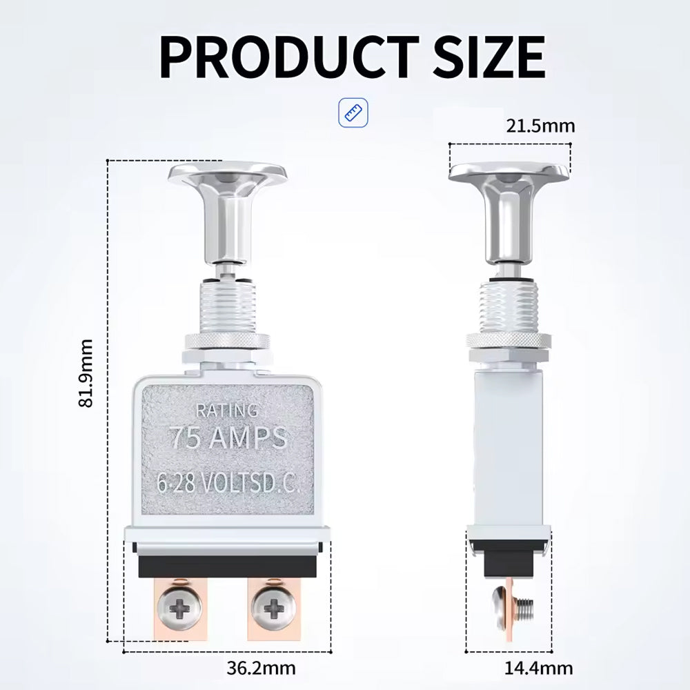 2pcs Heavy Duty Push Pull Switch 75A SPST On/Off 6-28V DC for Car Truck