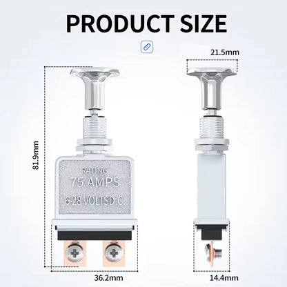 2pcs Heavy Duty Push Pull Switch 75A SPST On/Off 6-28V DC for Car Truck