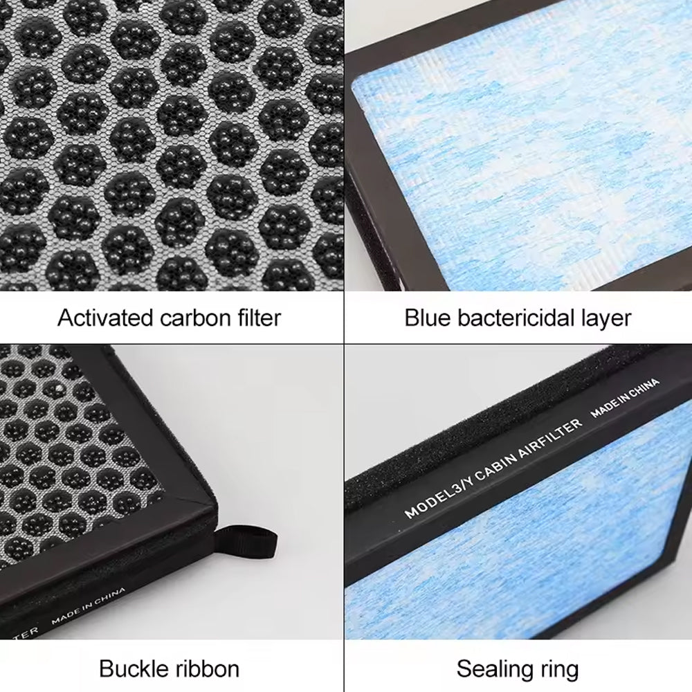 2 x HEPA N98 For Tesla Model 3 Model Y Carbon Activated PM2.5 Cleaner Air Filter