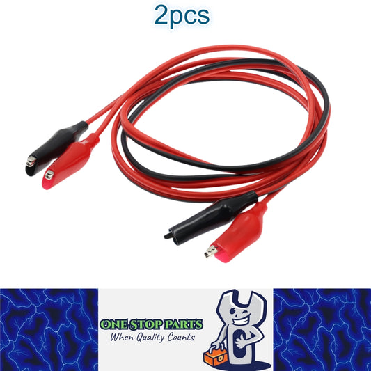 2 x 1M Electrical Alligator Clips Cable Jumper Wire Test Leads Double-ended Clip