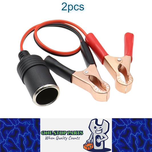 2 Female Car Cigarette Lighter Socket with 50A Battery Alligator Clip 30CM Cable