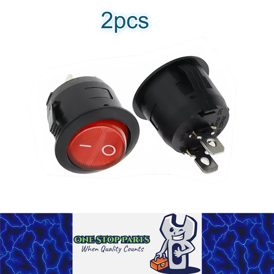 2 x Round Rocker Switch Car Boat Dashboard 2 PIN ON/OFF Power Switch Red Button