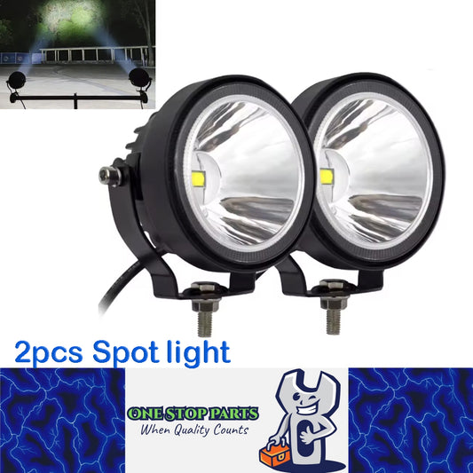 2 x LED Work Lights Round Lamps 60W 98mm 12V-24V 6500K Spot Beam LED Spotlights