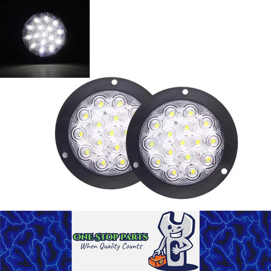 2 x White LED Rear Light Round 136mm 12-24V Reverse Lamp Tail Lamp Trailer Truck