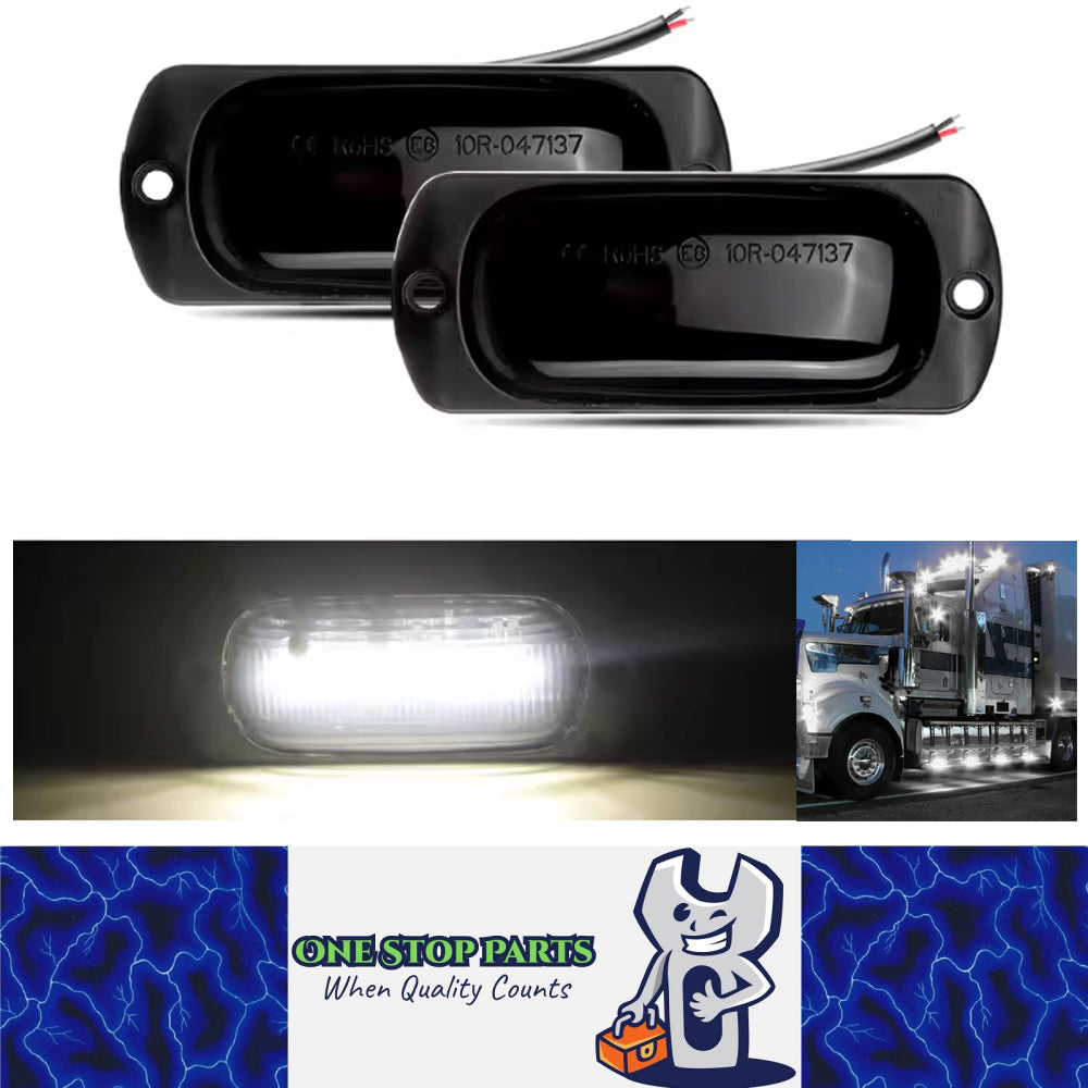 2 x White LED Front Marker Lamp 88x35mm 12V-24V 12LEDs Front Marker Signal Light