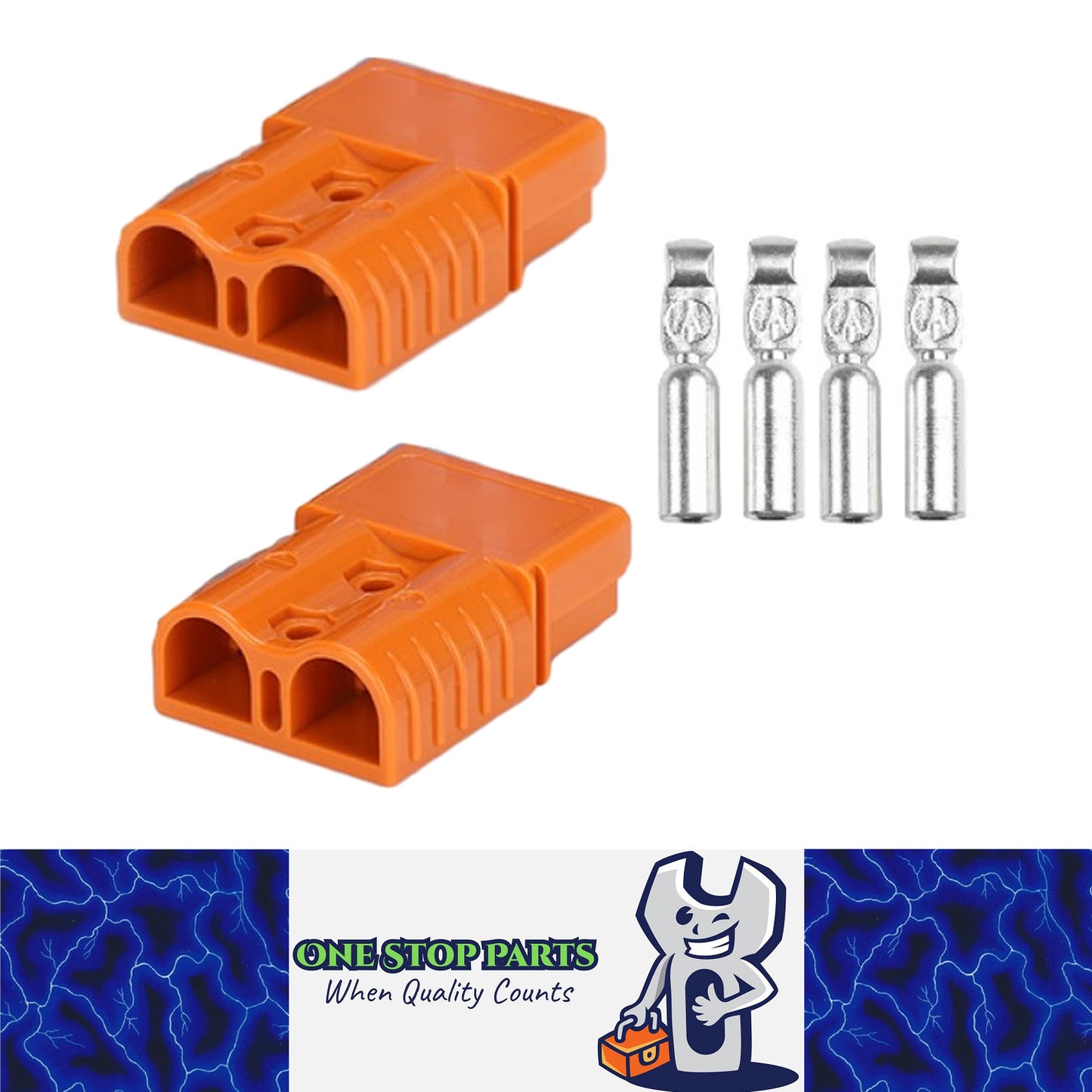 2x120A Orange 2 Pin Style Anderson Sockets Plugs 120Amp for Caravan camping