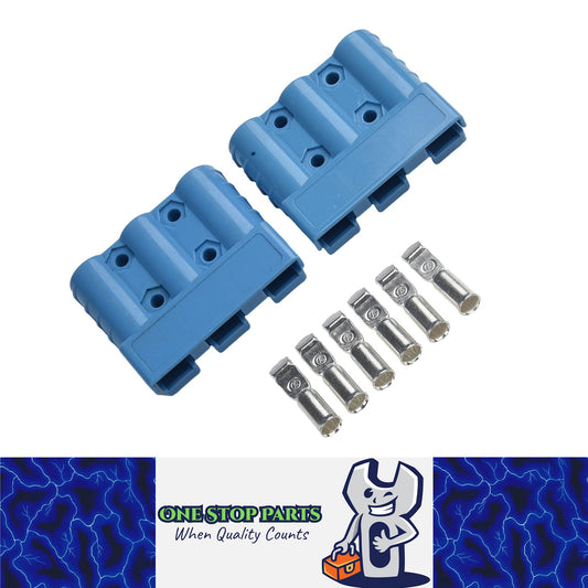 2 x 50A Blue 3 Pin Style Anderson Style Sockets Plugs 50Amp for Caravan&Camping