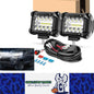 2x White LED Light Bar 30W 102x80mm Flood Spot Combo LED Work Light with Harness
