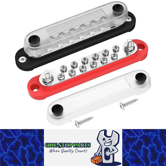 M6 Bus Bar 12V-48V 150A Power Distribution Block 2xM6 Posts Studs 12xM4 Terminal