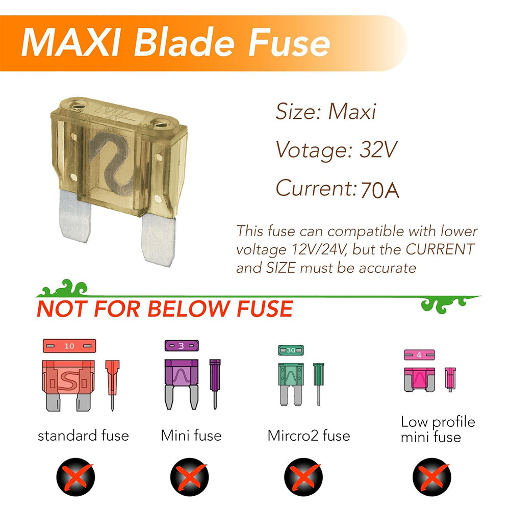 10 x 70Amp Brown Maxi Blade Fuses 10pc Pack double leg fuses 70 Amp (10pcs)
