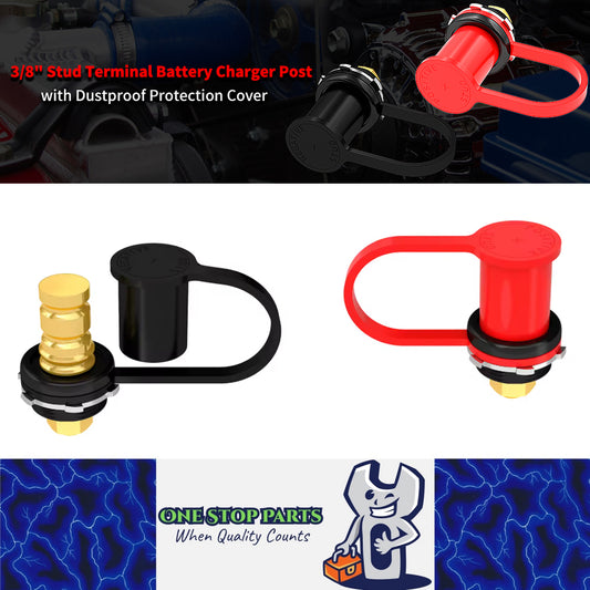 2 x Battery Charger Post M10 Stud Remote Battery Terminal with Cap for Car Truck