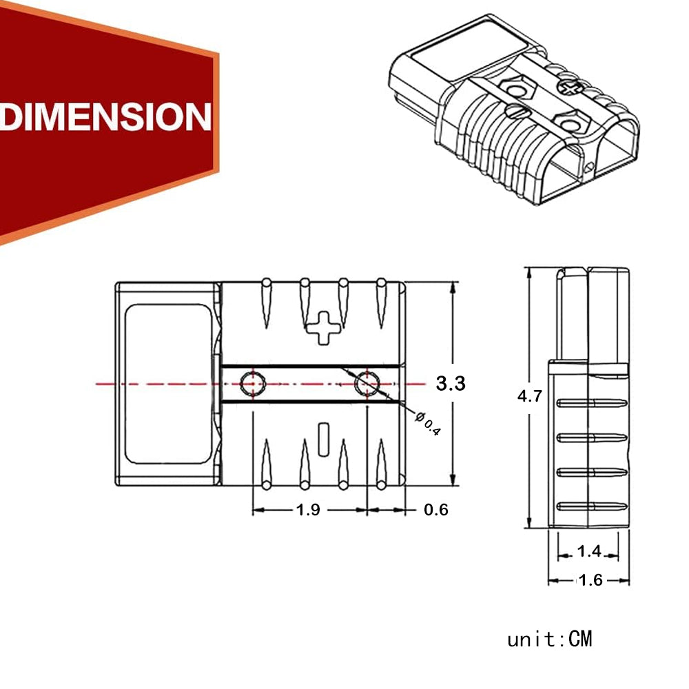 1 x 50Amp Anderson Plug With 50cm 12AWG 4mm² Cable 50A Anderson Connector Cable
