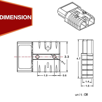 1 x 50Amp Anderson Plug With 50cm 12AWG 4mm² Cable 50A Anderson Connector Cable