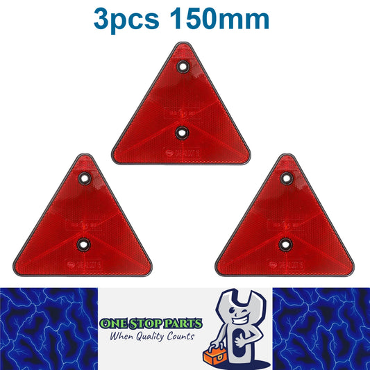3 x Triangle Reflector 150mm Red Safety Warning Reflector for Truck Trailer RV