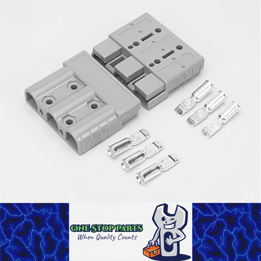 2 x 50A Grey 3 Pin Style Anderson Style Sockets Plugs 50 Amp for Caravan and Cam
