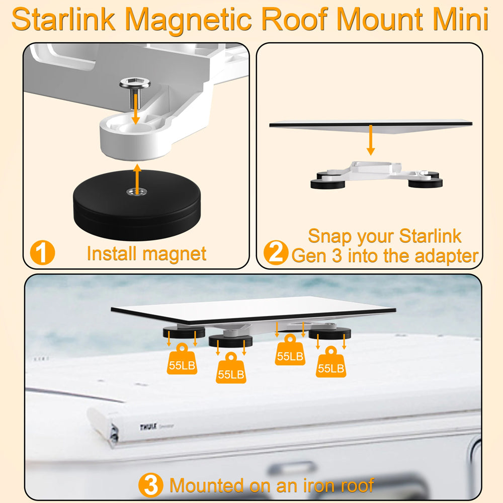 Starlink Gen 3 Magnetic Roof Mounting Bracket 4 Magnetic Bases up to 220 Pound