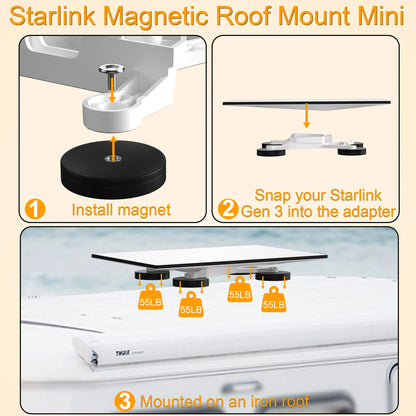 Starlink Gen 3 Magnetic Roof Mounting Bracket 4 Magnetic Bases up to 220 Pound