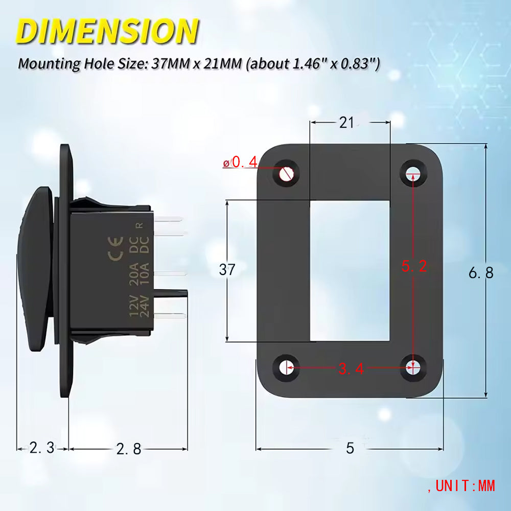 1 x 3 Way 20A Bilge Pump Rocker Switch Panel 12V 24V 4Pin SPDT Auto/Off/Manual